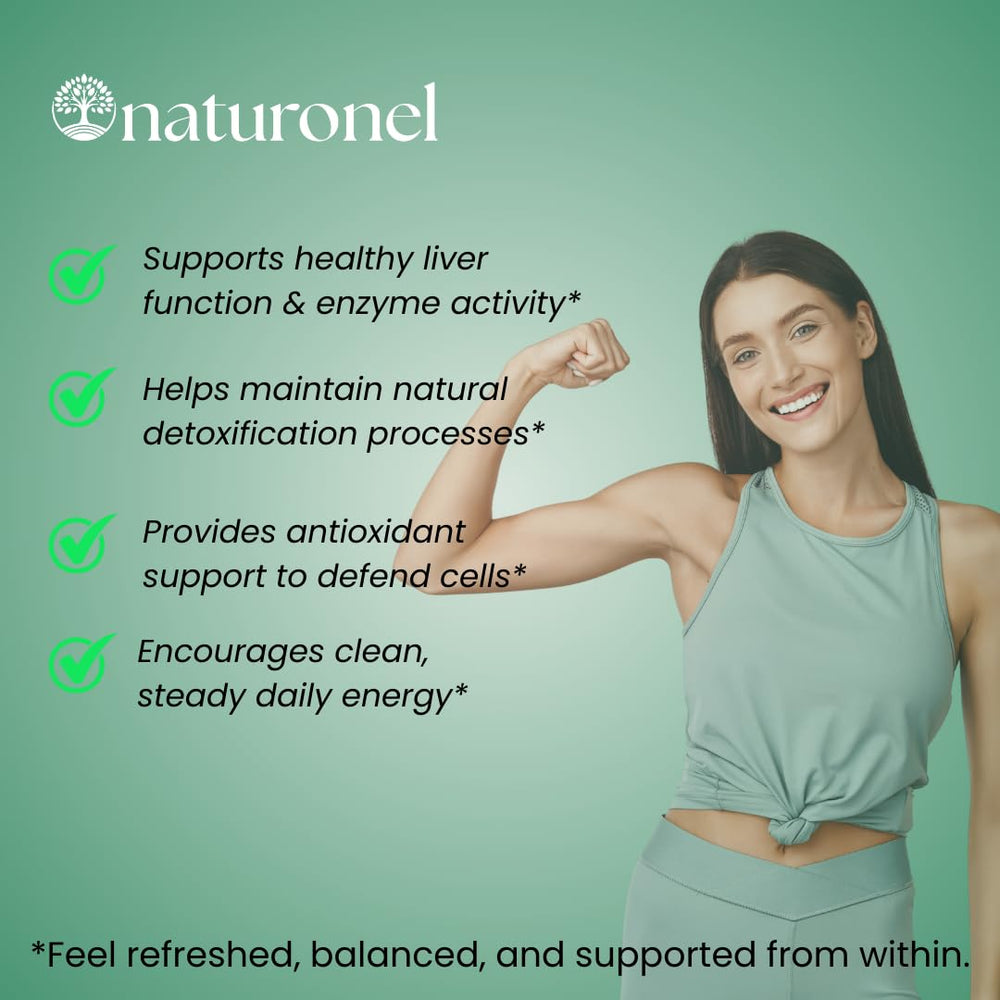 Naturonel Liver Health Formula packaging highlighting USA-made and Non-GMO quality