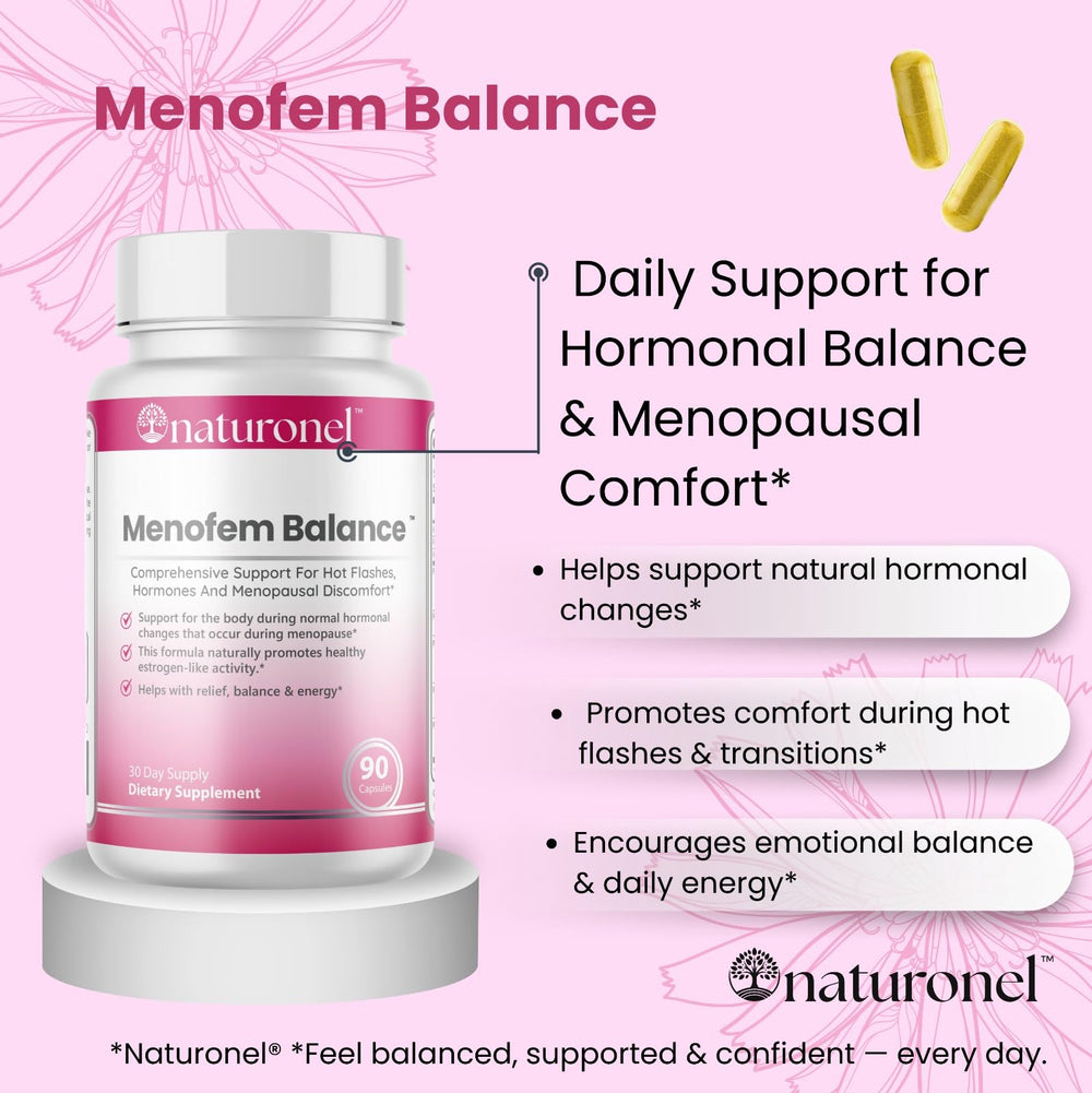 Naturonel Menofem Balance capsules ready for daily use.