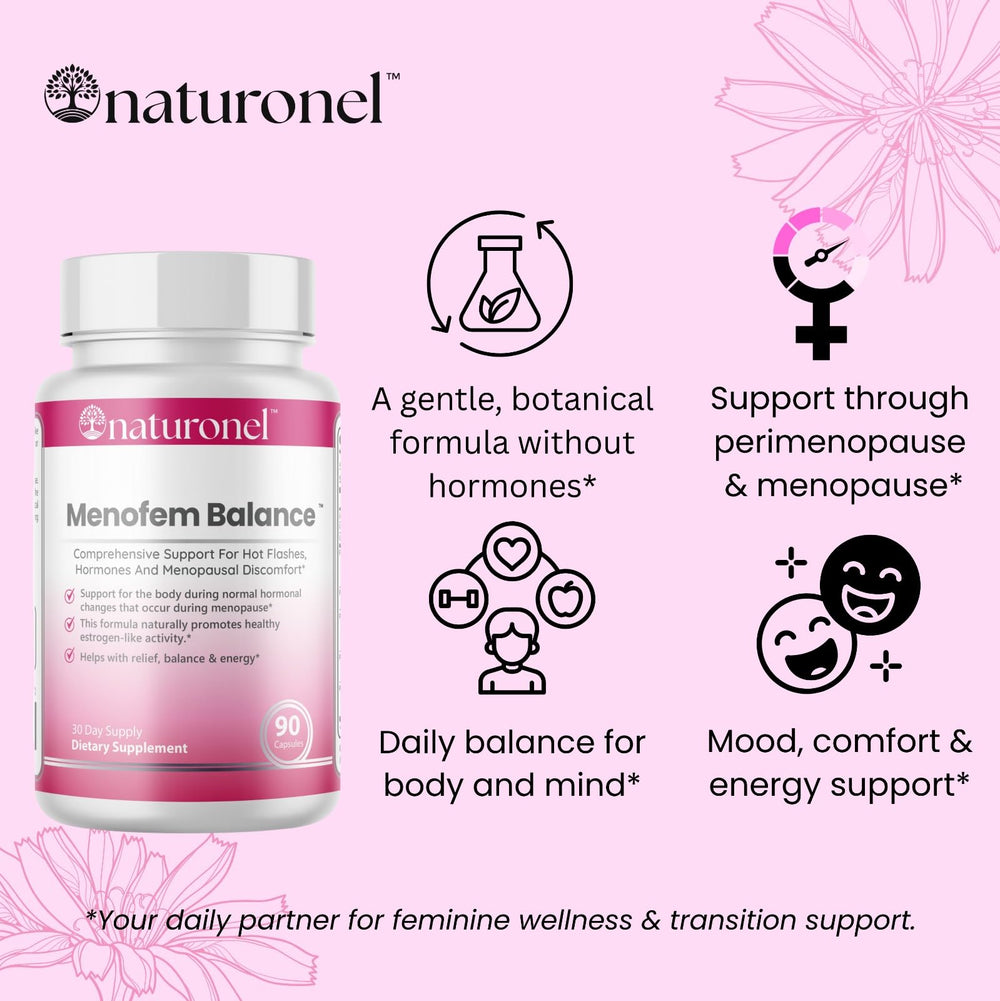 Naturonel Menofem Balance packaging box on display for shelf appeal.