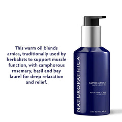 Naturopathica Alpine Arnica Body Oil dispenser ready for quick absorption.