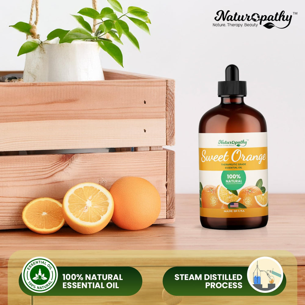 NATUROPATHY NATURE Sweet Orange Oil on a calming spa setup.