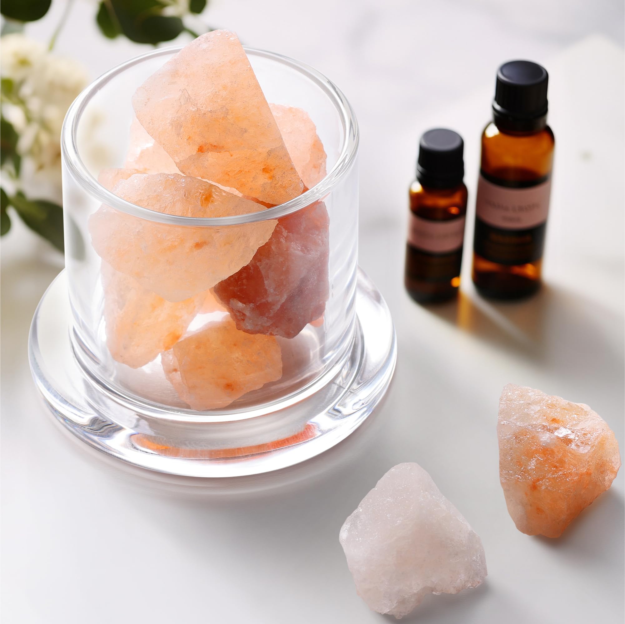 Navaris pink salt diffuser blends decorative glass with calming fragrance