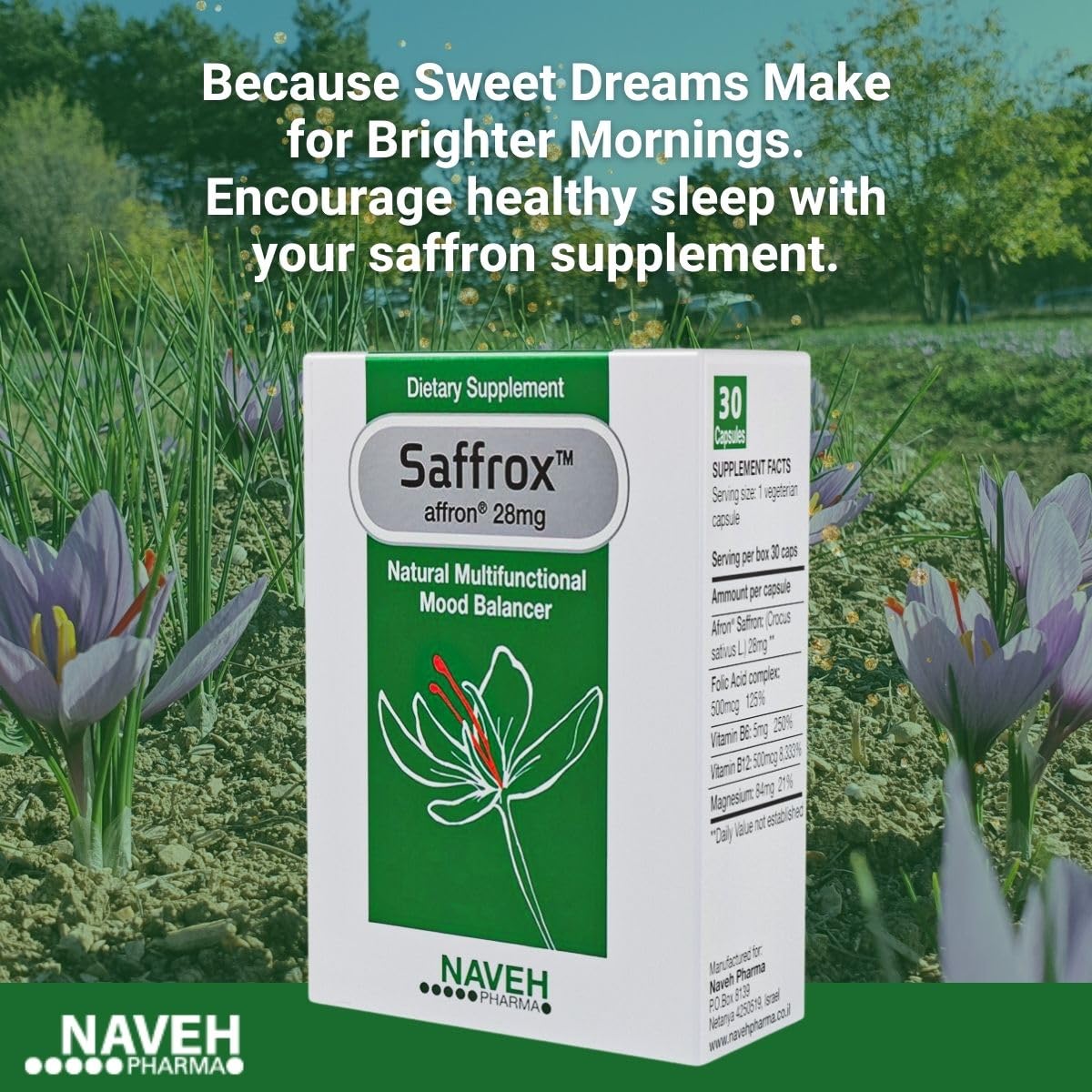 NAVEH PHARMA Saffrox bottle on desk for daily routine integration