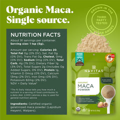 Navitas Organics Maca Powder scoop—easy measuring for shakes and baking.