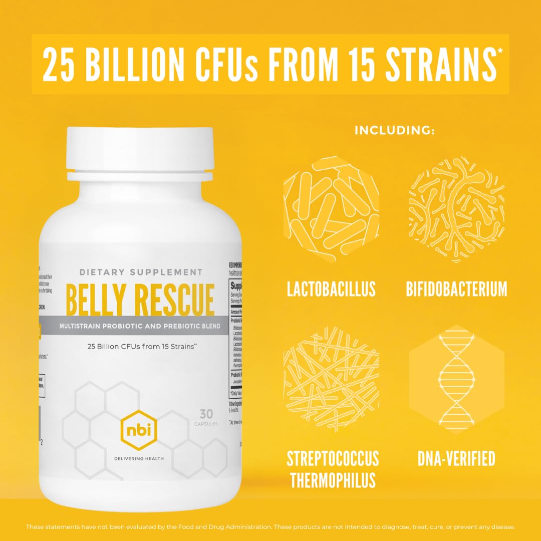 NBI Belly Rescue day-use lifestyle shot, convenient routine for digestive wellness.