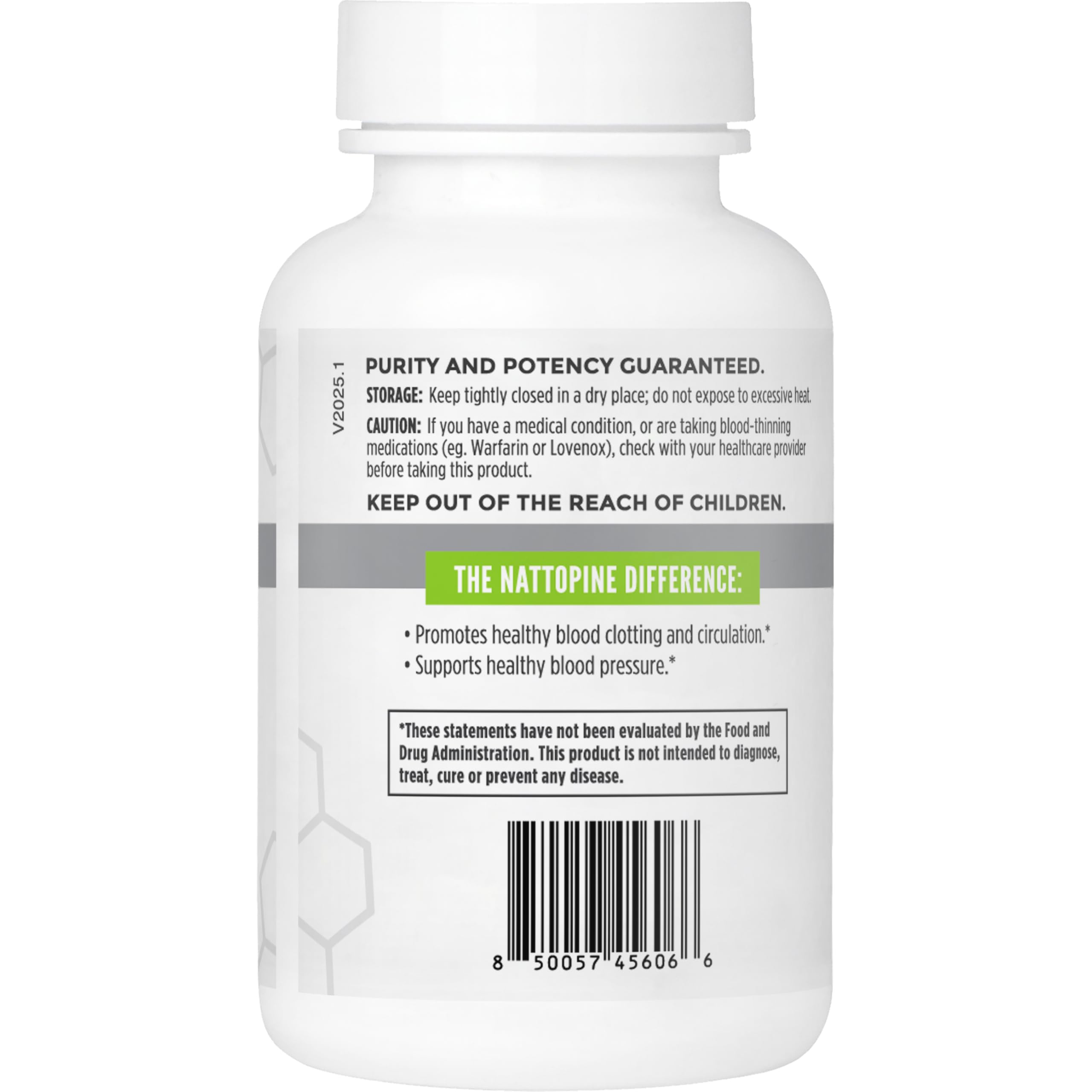 NBI NattoPine label and capsules illustrate premium quality for healthy blood flow.