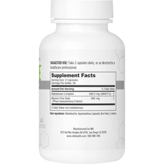 Close-up of NattoPine veggie capsules inside the bottle for cardiovascular wellness.