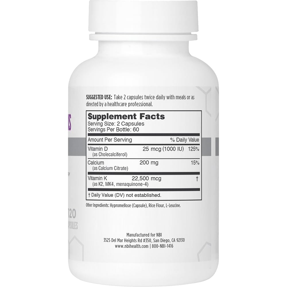 NBI Osteo-K capsules close-up highlighting easy-to-swallow veggie capsules