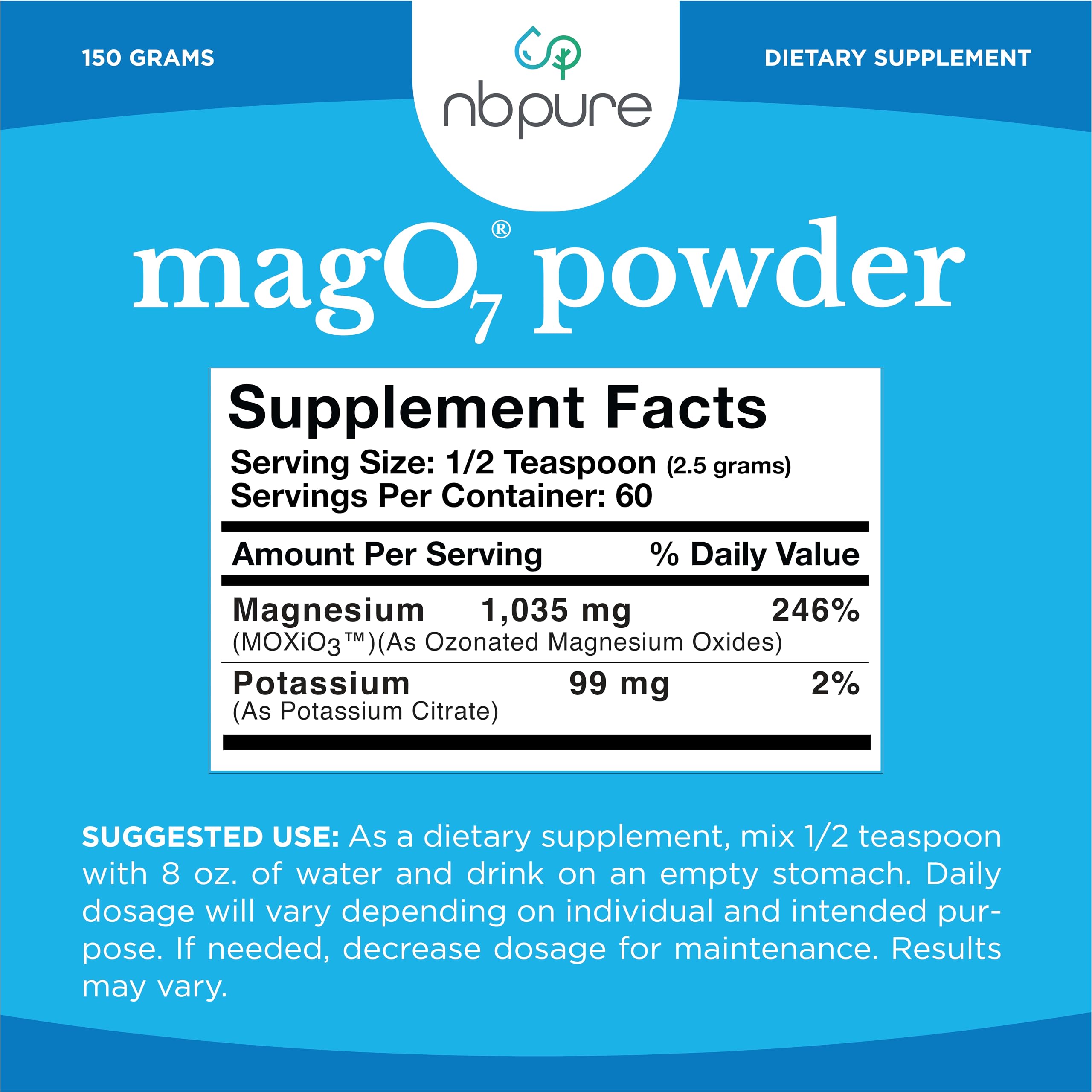 nbpure Mag O7 ingredient panel emphasizing natural compounds.