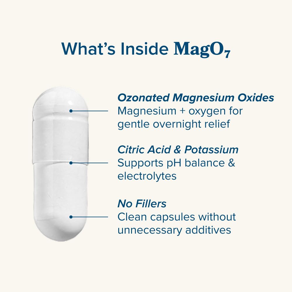 Person taking nbpure MagO7 before bed for morning elimination.