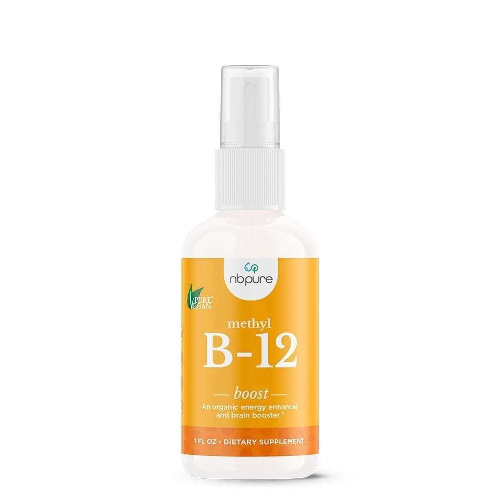 nbpure Organic Methyl B12 spray bottle shown for easy daily energy support