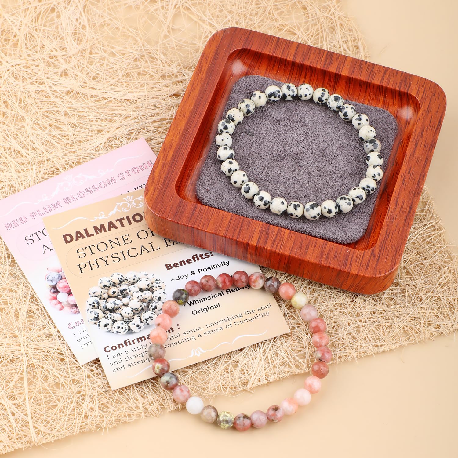 NCB handmade gemstone bracelet close-up highlighting craftsmanship and texture.