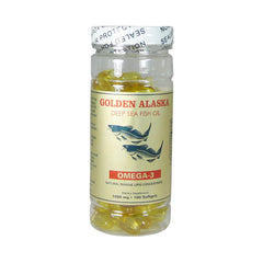 NCB Omega-3 Golden Alaska bottle front showcases purified wild-caught oil for heart and brain health.