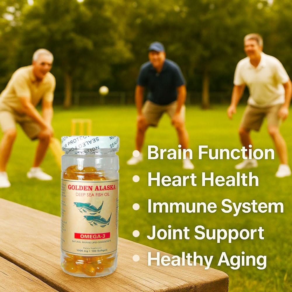 NCB Omega-3 Golden Alaska bottle pour shot illustrates convenient dosing and rapid absorption potential.