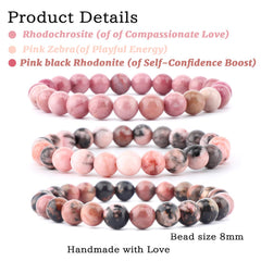 NCB Pink Zebra bracelet close-up shows vibrant color mix for playful elegance.