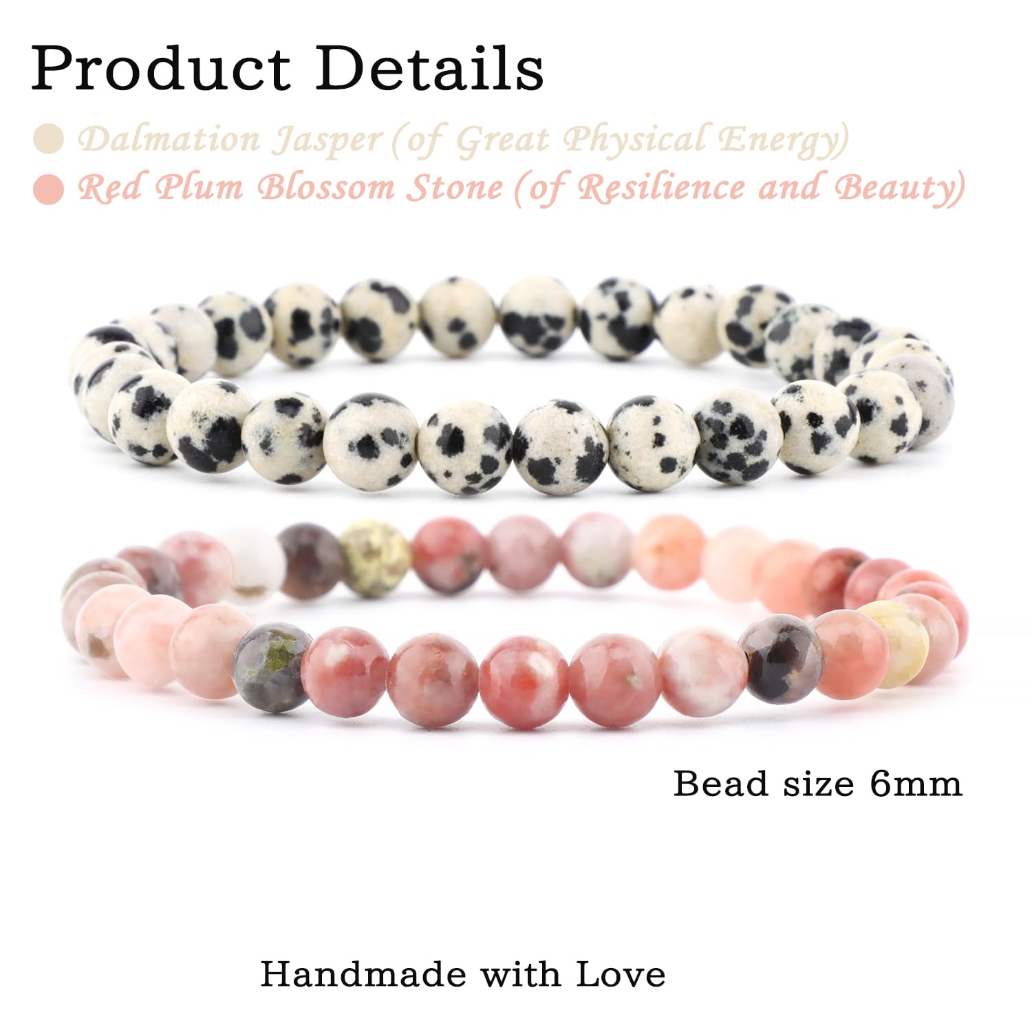 NCB red plum blossom stone bracelet emphasizes warm color and serenity for meditation.