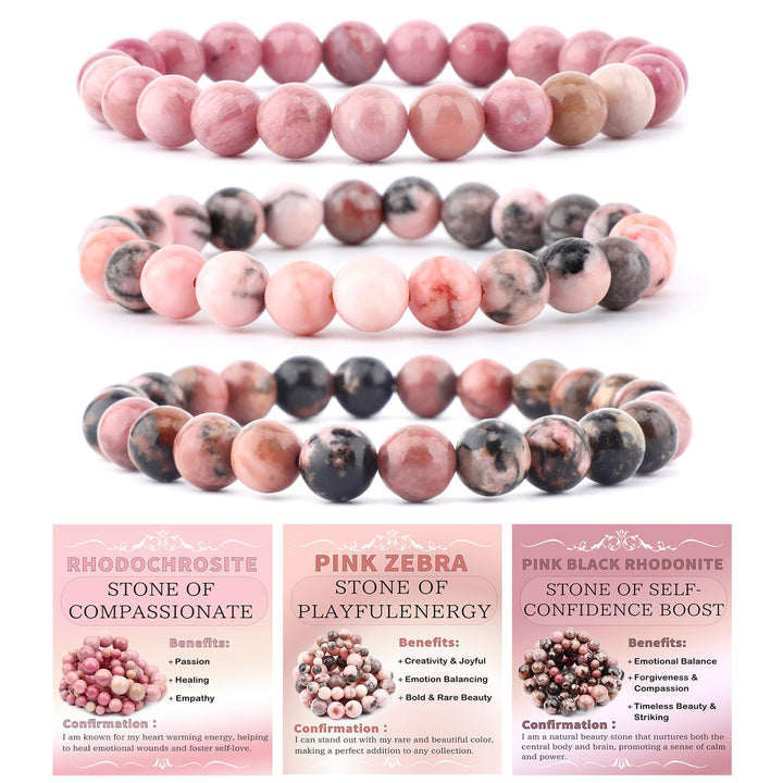 NCB Rhodochrosite bracelet close-up highlighting warm pink tones for confident style.