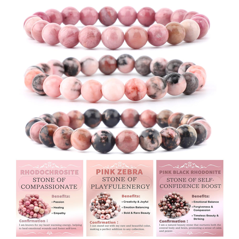 NCB Rhodochrosite bracelet close-up highlighting warm pink tones for confident style.