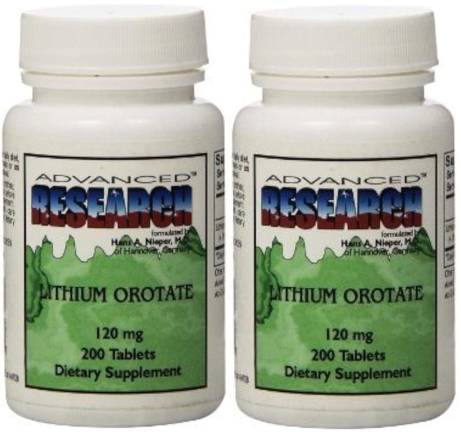 NCI Dr. Hans Nieper lithium orotate tablets bottle for mood and cognitive support.