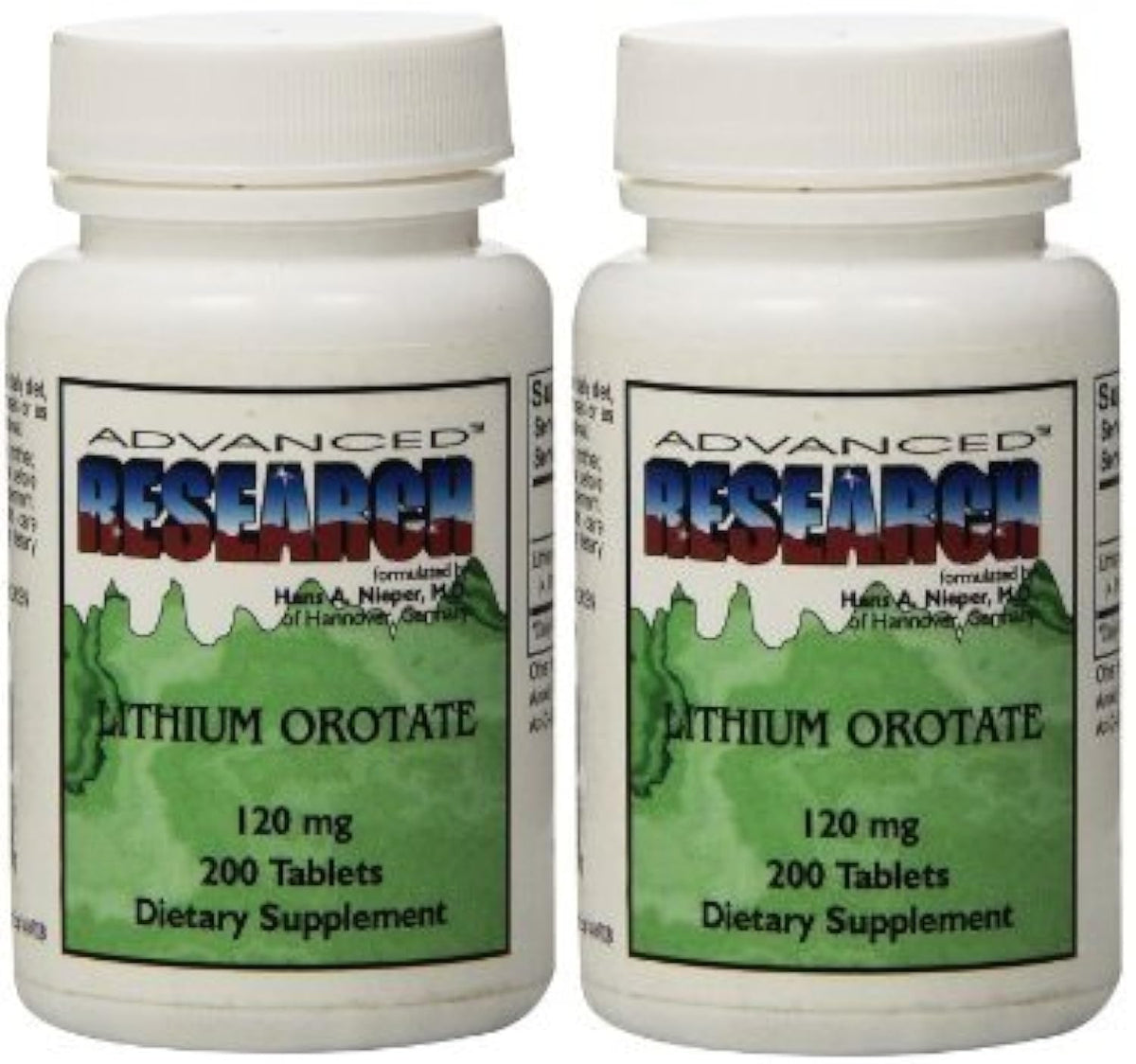 NCI Dr. Hans Nieper lithium orotate tablets bottle for mood and cognitive support.