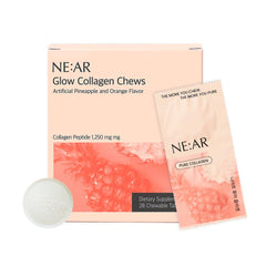 NE:AR Collagen Chews pineapple flavor bottle for daily beauty support.