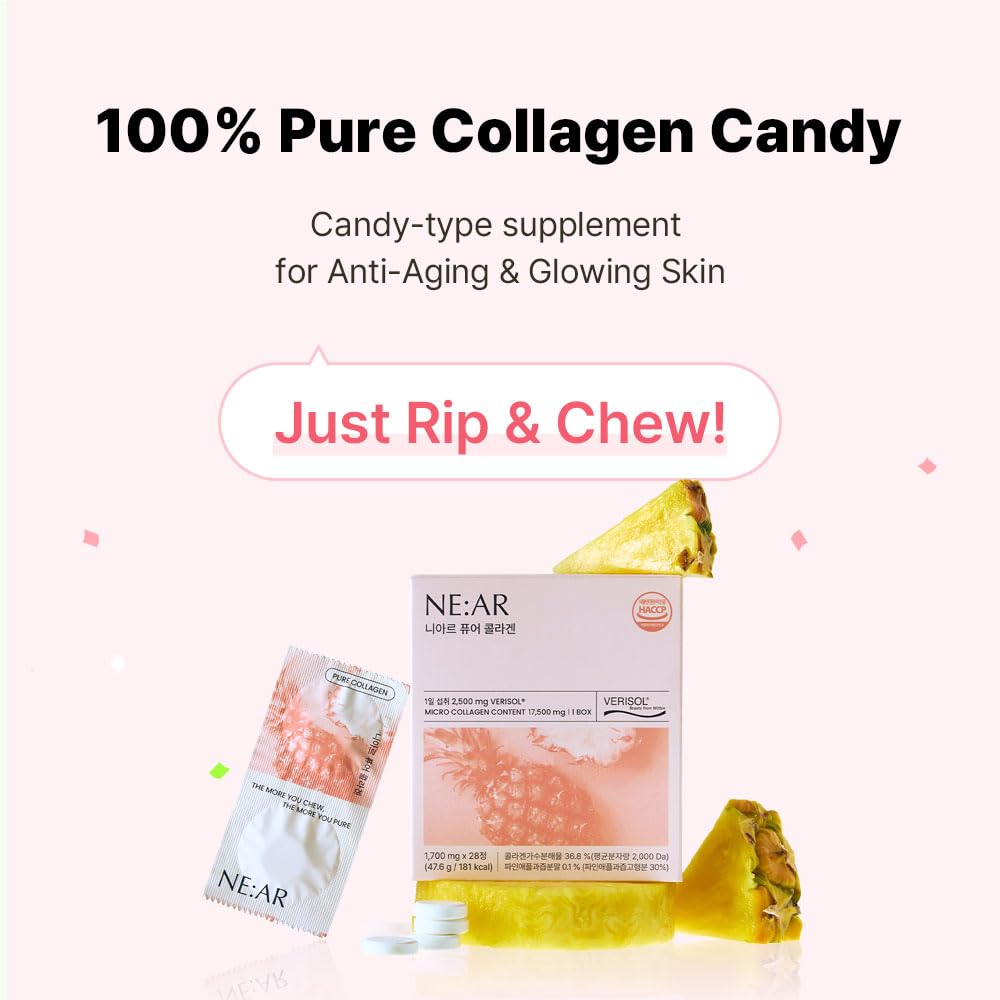 Molecular-weight 2000 Da collagen chews for easier absorption.