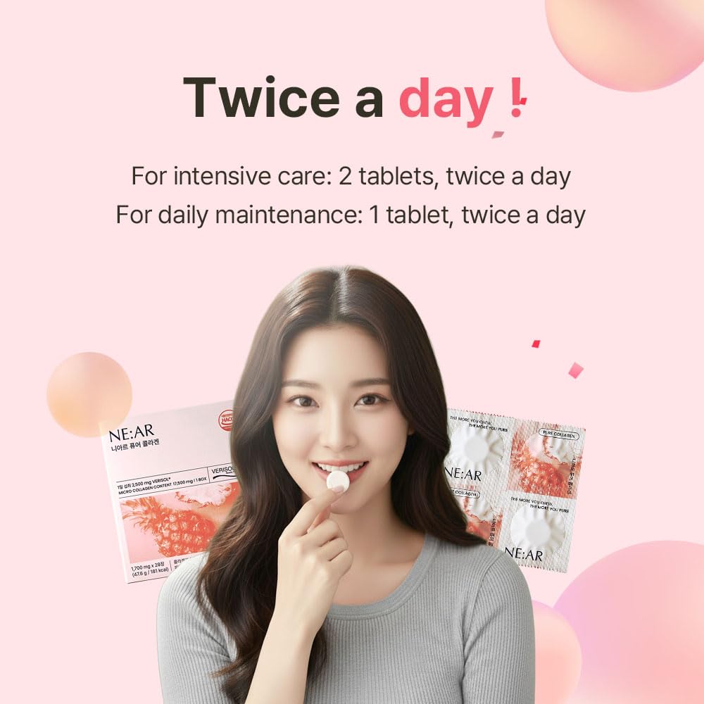 NE:AR Collagen Chews suggesting a skin glow effect with regular use.