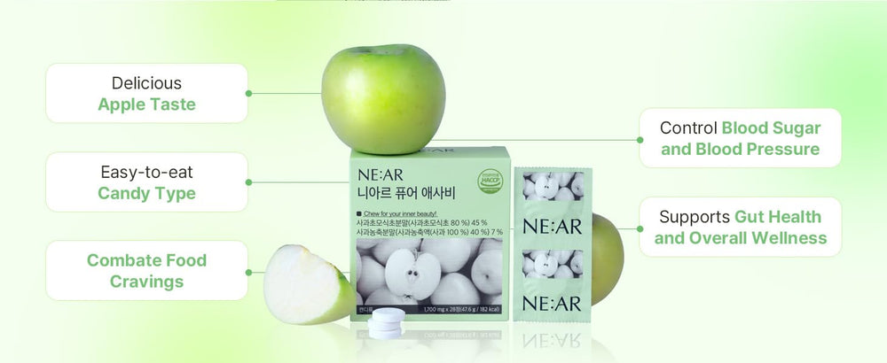 NE:AR Daily Balance ACV Chews ingredient blend close-up emphasizing 10 synergistic ingredients.