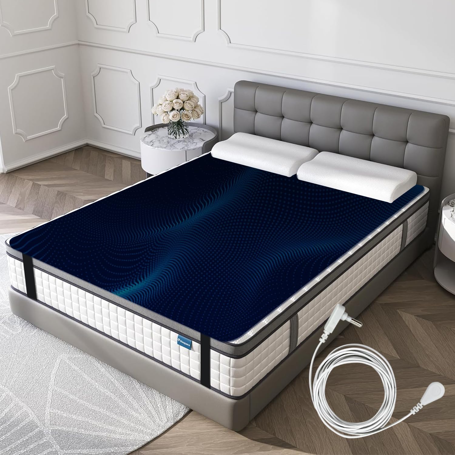 NeatEarthing grounding sleep mat 54x71 on a full bed for spacious contact.