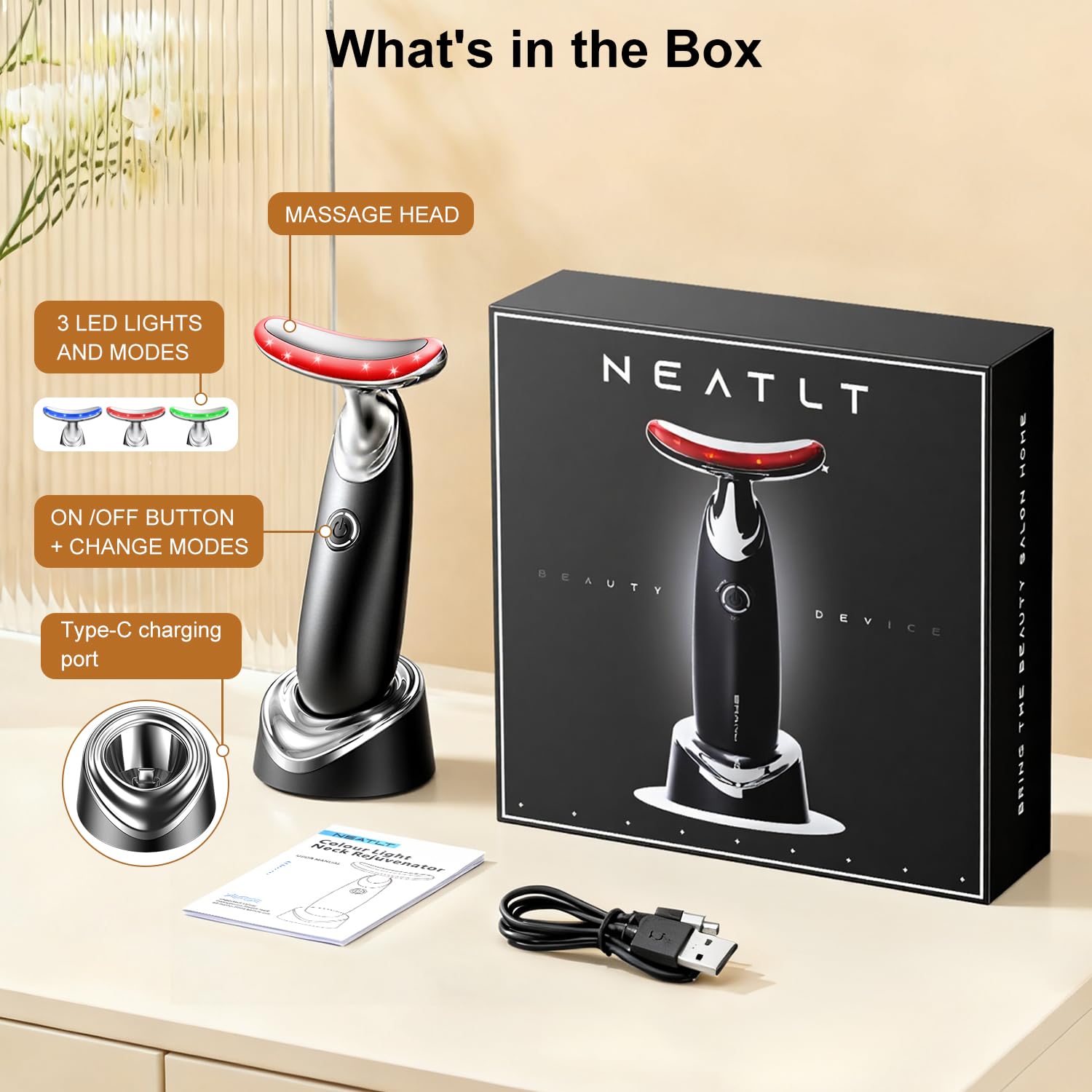NeatLt ergonomic dolphin-curve head fitting face and neck contours