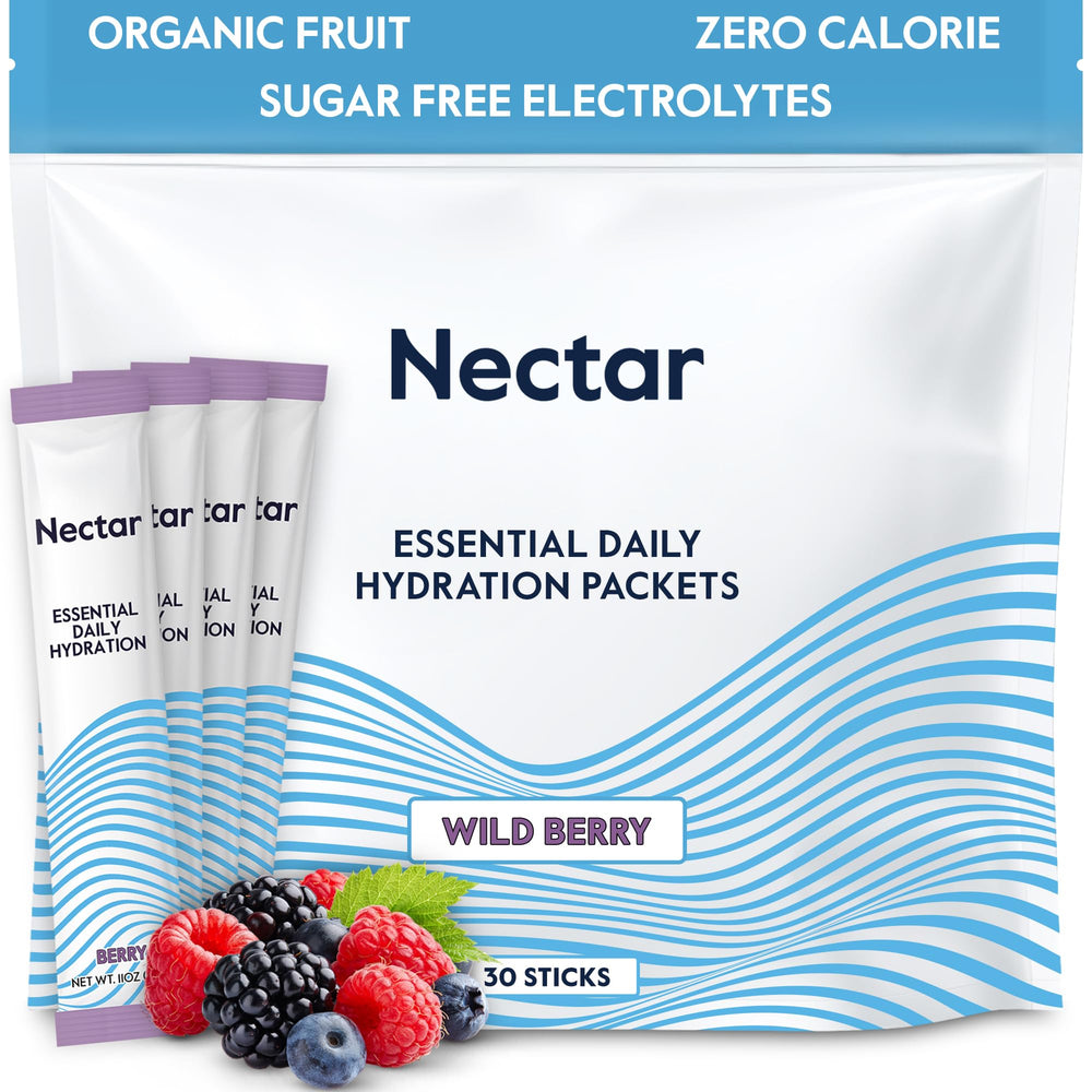 Nectar Hydration Packets Berry packaging shows convenient zero-calorie electrolyte boost.