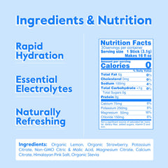 Nectar Hydration Packets – ingredients panel image emphasizes real fruit flavor and no added sugar.