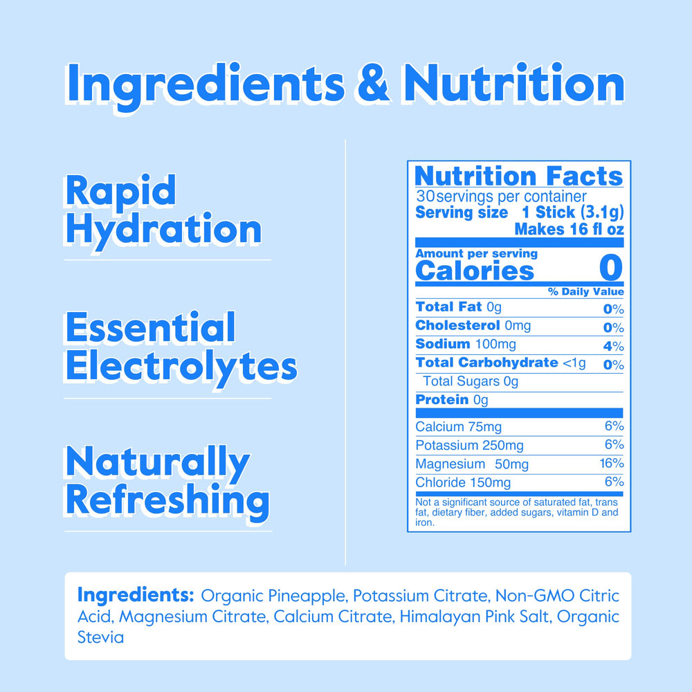 Close-up of Nectar Hydration Packets showing Pineapple flavor for zero-calorie hydration
