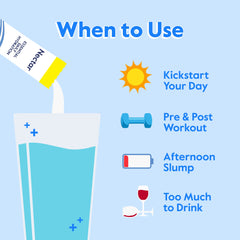 Nectar hydration packets with simple usage directions for daily hydration