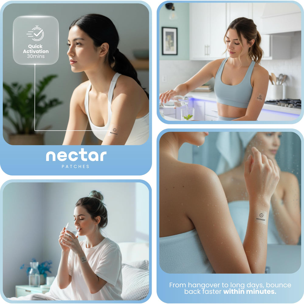 Nectar Recovery Patches applied before bed for restful hydration