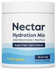 Nectar sugar-free electrolytes powder lemon tub for rapid hydration after workouts.
