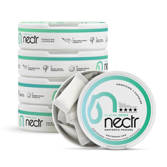 Nectr Energy pouch in glacial green with wintergreen flavor for focused energy.