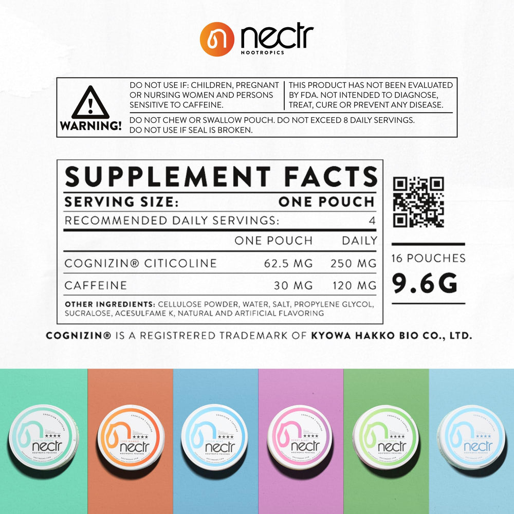 Nectr Energy Pouch in mouth for discreet on-the-go use