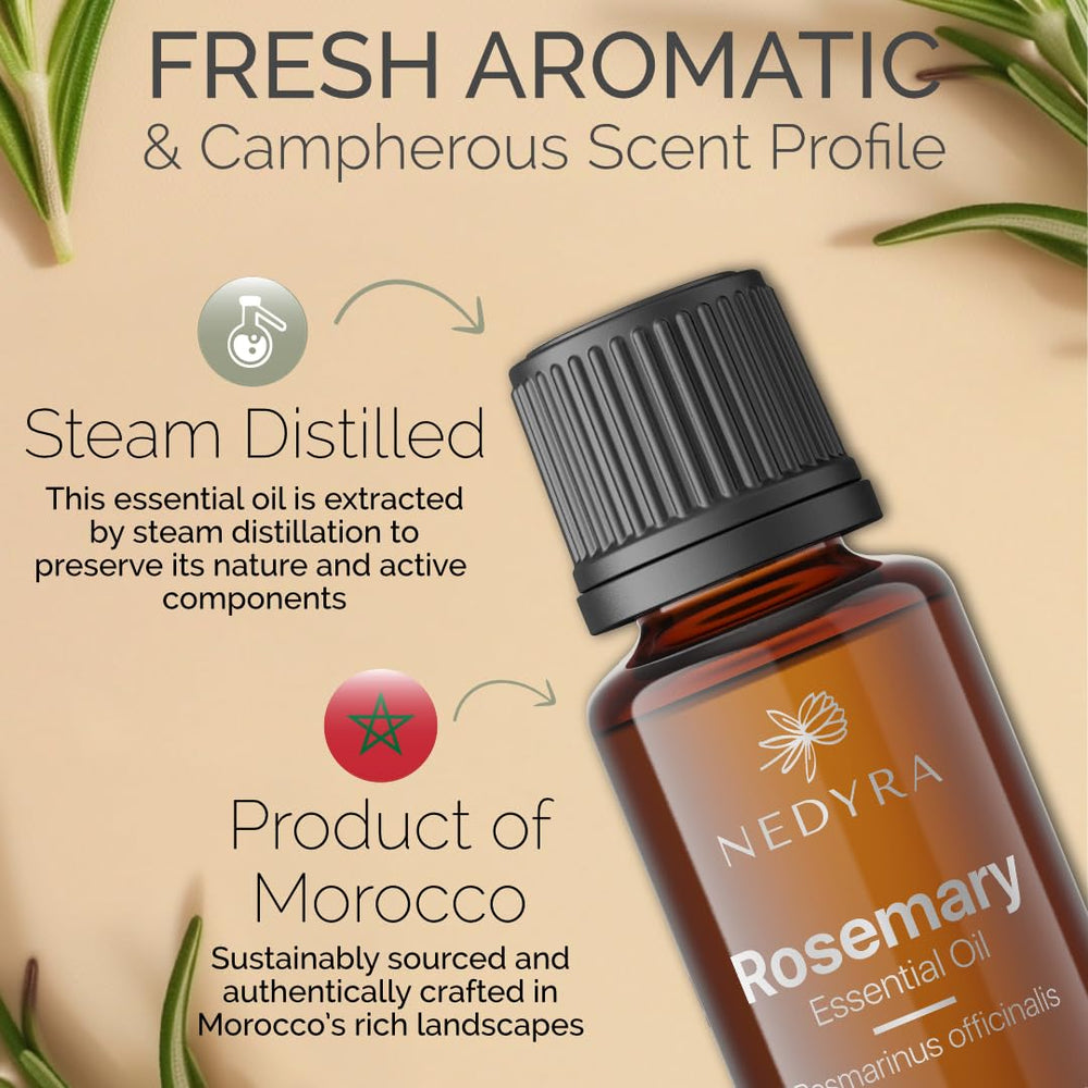Nedyra rosemary oil in diffuser providing invigorating scent for focus and mood.