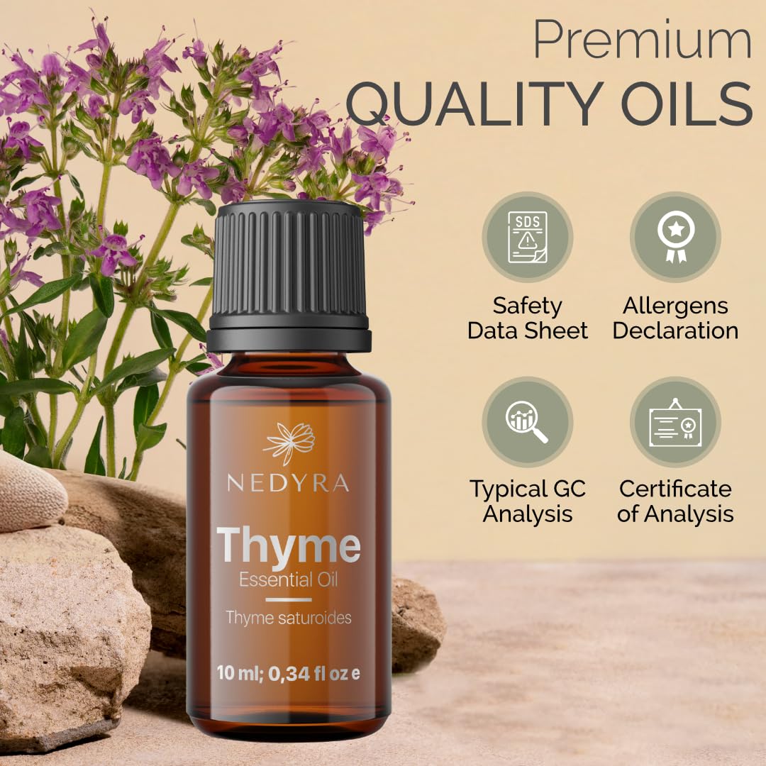 Nedyra Thyme Oil traditional belly-button application for digestive balance in folk practice.
