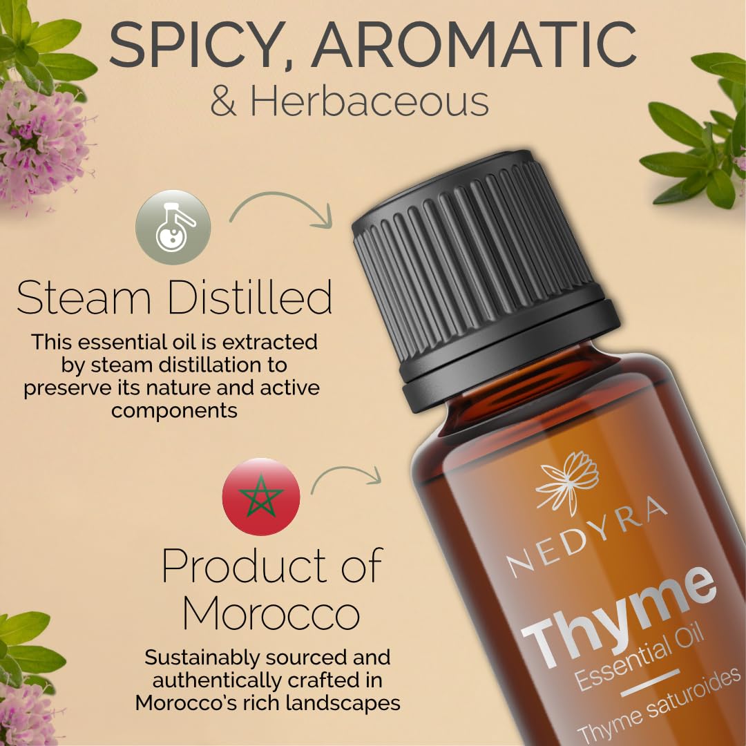 Nedyra Thyme Oil for DIY soap projects adding warm, spicy aroma.