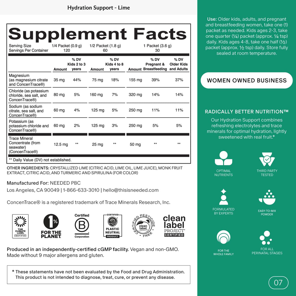 Needed hydration packets lime stick for quick, convenient hydration.
