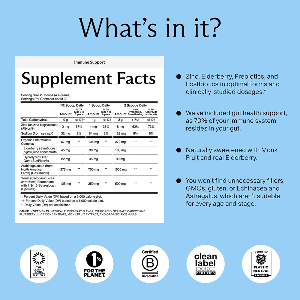 Needed Immune Support dosing scoop showing precise daily servings for easy dosing