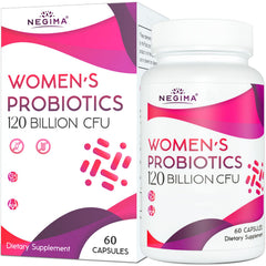 Negima menopause bottle front displaying 120 billion CFU probiotics for daily support