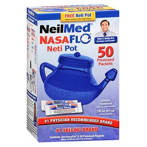 NeilMed Nasaflo Neti Pot 8oz for natural nasal irrigation and soothing sinus relief