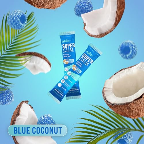 Nello SuperCalm blue coconut canister designed for daily calm and steady focus.