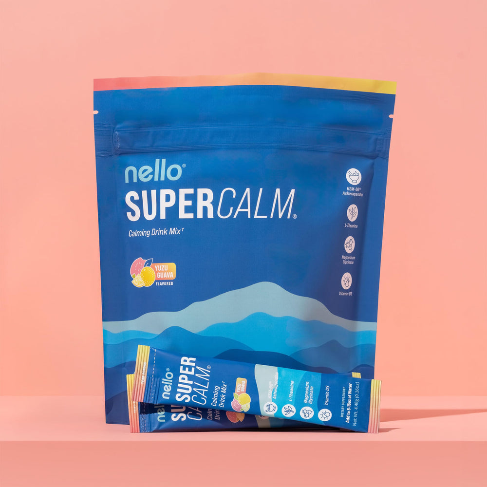 Nello Supercalm dissolved in water showing quick mix and refreshing flavor