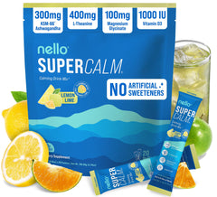 Nello SuperCalm lemon lime packet ready to mix for quick relaxation on the go.
