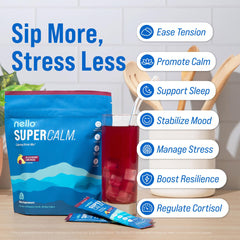 Nello Supercalm pour image showing easy mix into a beverage