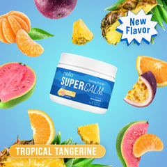 Nello SuperCalm tropical Tangerine canister open for quick mixing at home